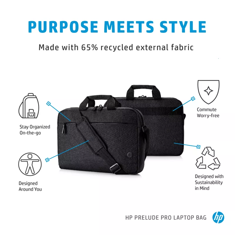 Messenger-Tasche HP Prelude Pro 15,6-Zoll-Laptoptasche, Stoff, grau, passend für bis zu 39,6 cm, Gewicht 380 g