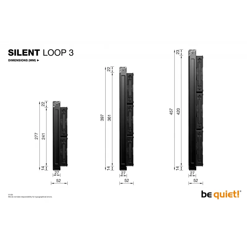 be quiet Silent Loop 3 420 mm Prozessor All-in-One-Flüssigkeitskühler 14 cm Schwarz 1 Stück