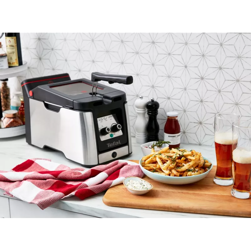 Tefal Clear Duo FR600D Einzel 0,65 L Standgerät 2000 W Fritteuse Schwarz, Edelstahl