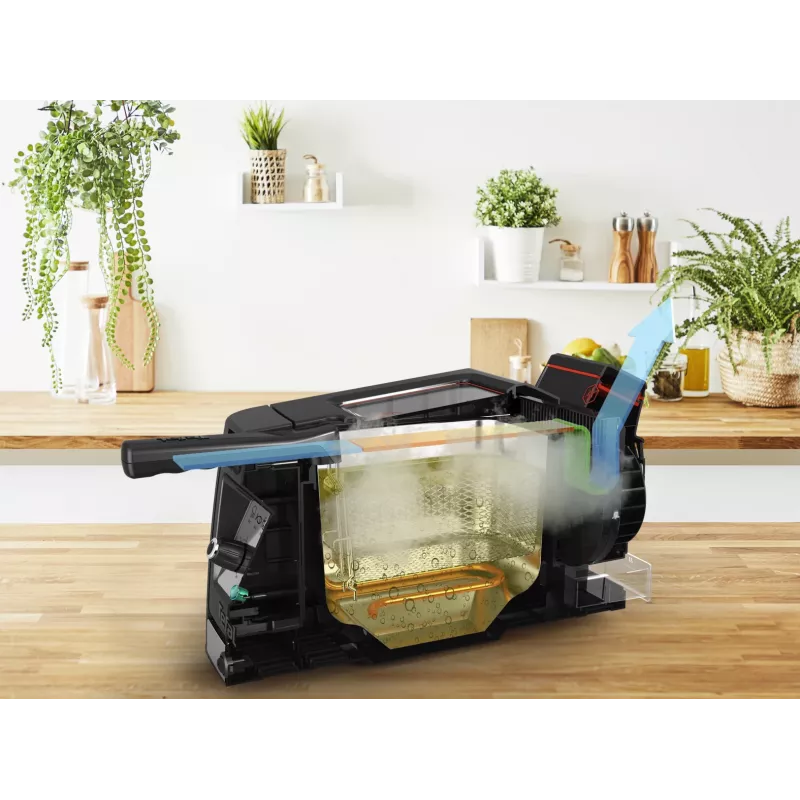 Tefal Clear Duo FR600D Einzel 0,65 L Standgerät 2000 W Fritteuse Schwarz, Edelstahl