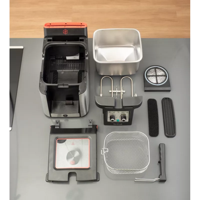 Tefal Clear Duo FR600D Einzel 0,65 L Standgerät 2000 W Fritteuse Schwarz, Edelstahl
