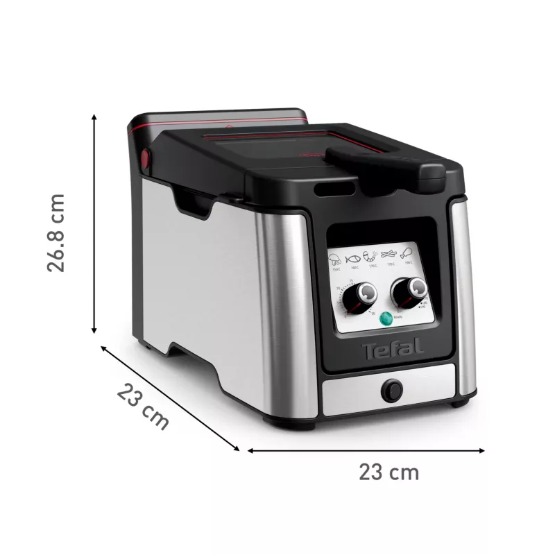 Tefal Clear Duo FR600D Einzel 0,65 L Standgerät 2000 W Fritteuse Schwarz, Edelstahl