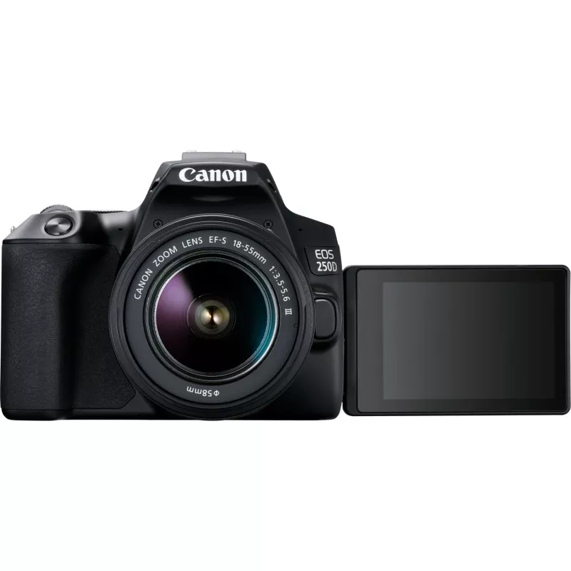 Canon EOS 250D + EF-S 18-55mm f/3.5-5.6 III SLR Kamera Kit 24,1 MP CMOS 6000 x 4000 Pixel Schwarz