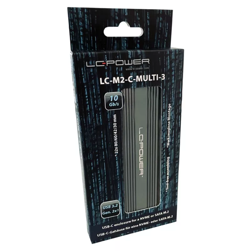 LC-POWER SSD-Gehäuse - M.2 LC-M2-C-MULTI-3 Lc-power USB3.2 M.2-SSD-Gehäuse (NVMe & SATA)