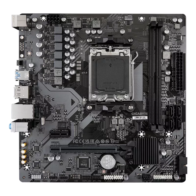 GIGABYTE A620M H Motherboard - Unterstützt AMD Ryzen 8000 CPUs, 5+2+2 Phasen Digital VRM, bis zu 7200MHz DDR5 (OC), 1xPCIe 4.0 M.2, GbE LAN, USB 3.2 Gen 1