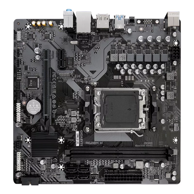 GIGABYTE A620M H Motherboard - Unterstützt AMD Ryzen 8000 CPUs, 5+2+2 Phasen Digital VRM, bis zu 7200MHz DDR5 (OC), 1xPCIe 4.0 M.2, GbE LAN, USB 3.2 Gen 1
