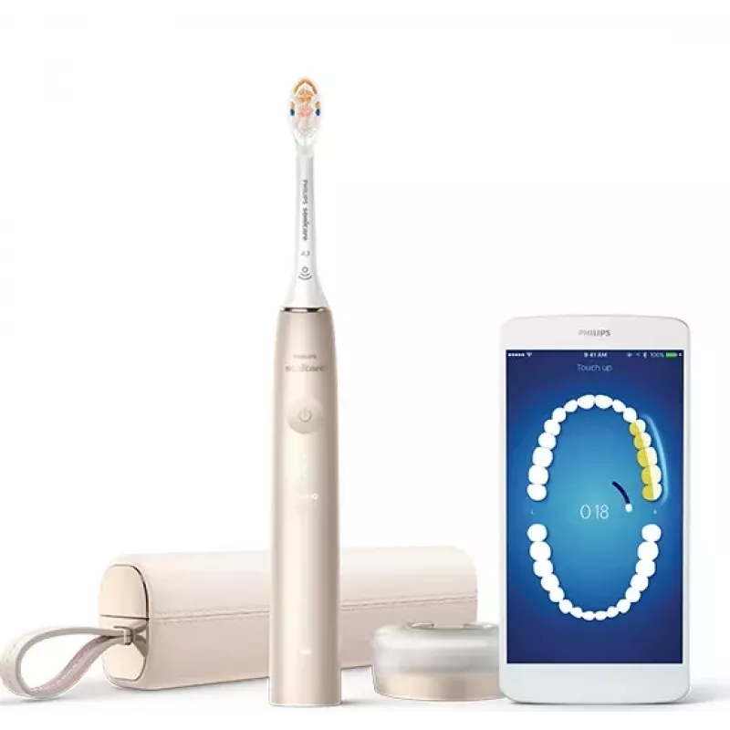 Philips Sonicare DiamondClean Prestige 9900 series DiamondClean Prestige HX9992/11 Schallzahnbürste mit SenseIQ – Champagner