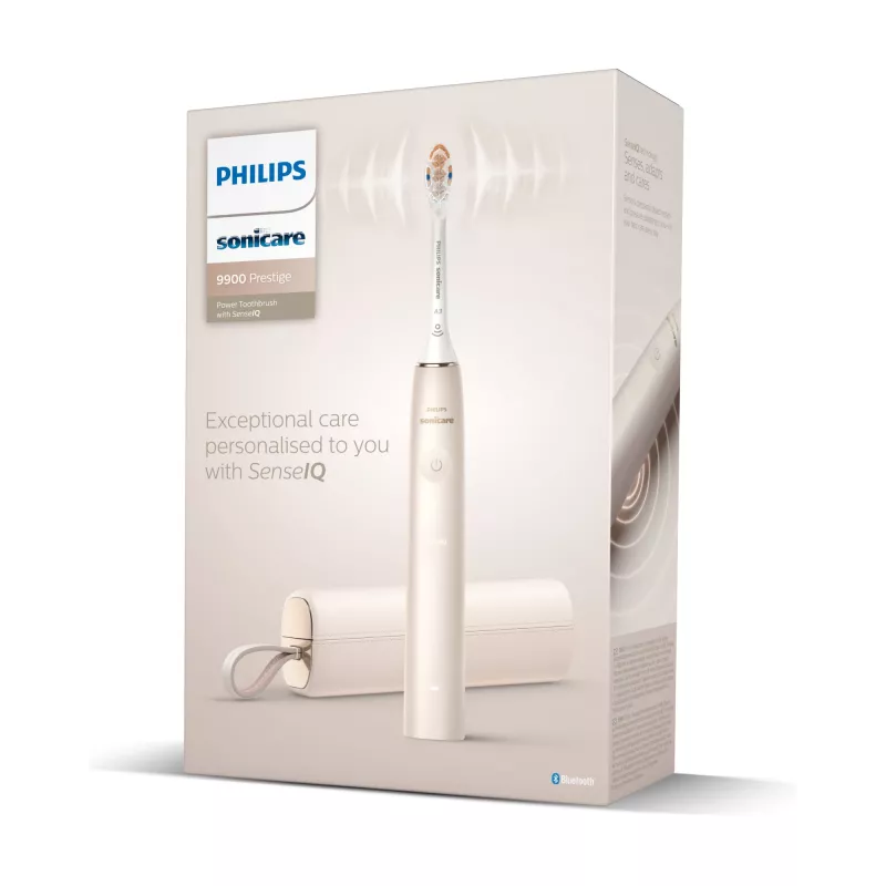 Philips Sonicare DiamondClean Prestige 9900 series DiamondClean Prestige HX9992/11 Schallzahnbürste mit SenseIQ – Champagner