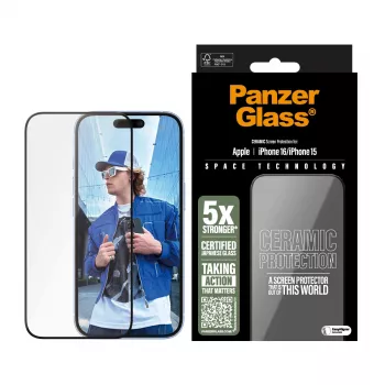 PanzerGlass ® Ceramic Screen Protector iPhone 16 | 15 | Ultra-Wide Fit mit EasyAligner
