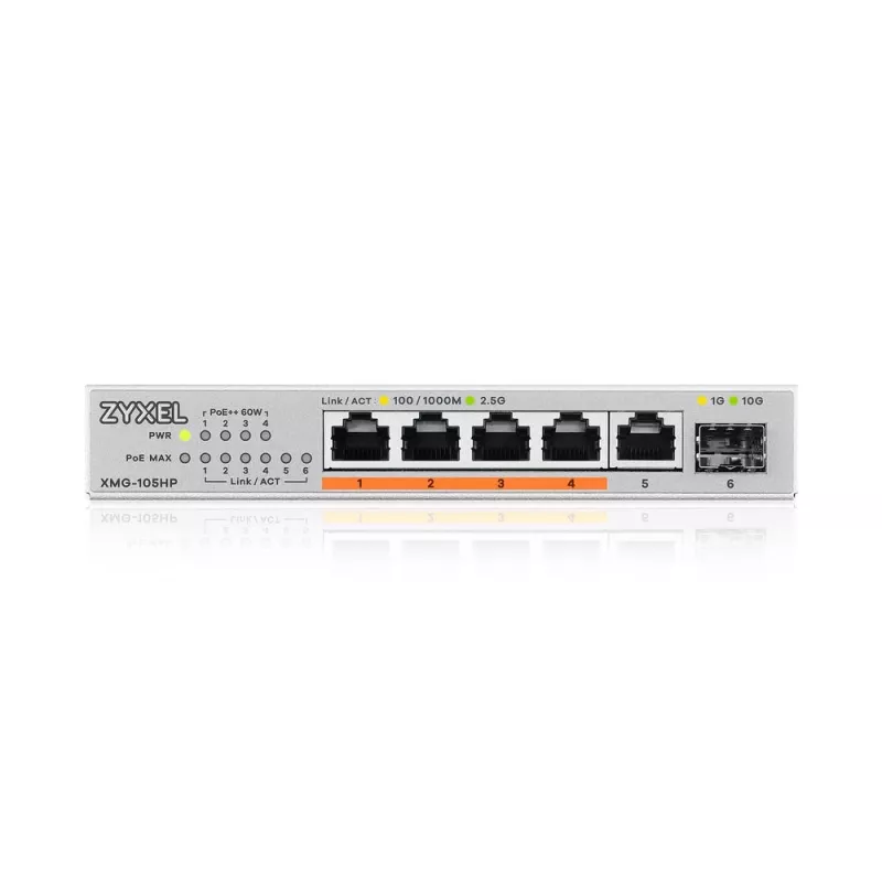 Zyxel XMG-105HP Unmanaged 2.5G Ethernet (100/1000/2500) Power over Ethernet (PoE) Silber