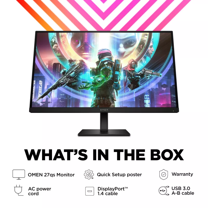 OMEN by HP 27 Zoll QHD 240Hz Gaming Monitor - OMEN 27qs, 68,6 cm (27 Zoll), 2560 x 1440 Pixel, Quad HD, LCD, 1 ms, Schwarz