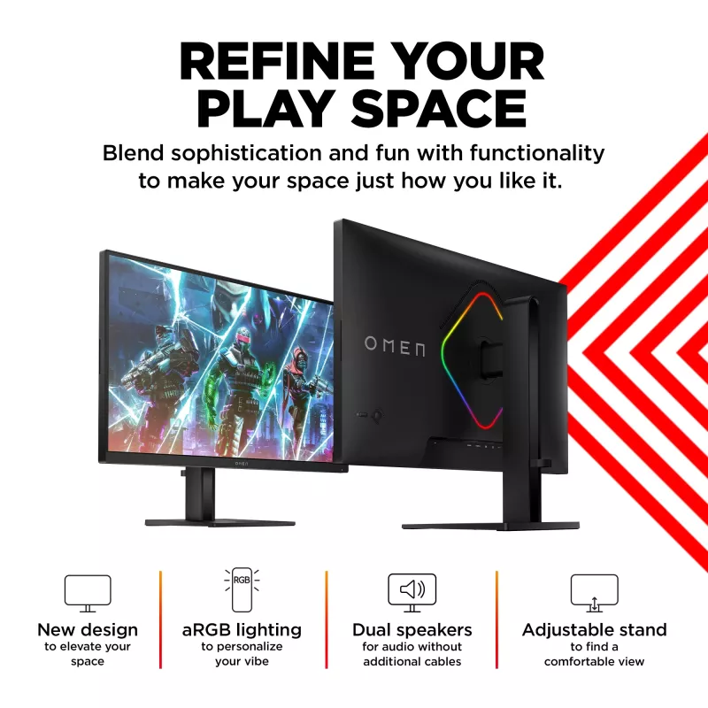 OMEN by HP 27 Zoll QHD 240Hz Gaming Monitor - OMEN 27qs, 68,6 cm (27 Zoll), 2560 x 1440 Pixel, Quad HD, LCD, 1 ms, Schwarz