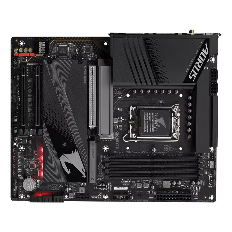 GIGABYTE Z790 AORUS ELITE AX Mainboard - Unterstützt Intel Core 14. Generation, 16*+2+1 Phasen Digital VRM, bis zu 7600 MHz DDR5 (OC), 4x PCIe 4.0 M.2, Wi-Fi 6E, 2,5 GbE LAN, USB 3.2 Gen 2x2