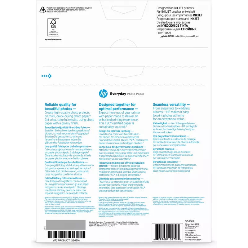 HP Everyday Photo Paper, Glossy, 200 g/m², A4 (210 x 297 mm), 25 Blatt