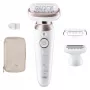Epilierer BRAUN Silk-épil 9 Flex 9-030 — 40 MicroGrip-Pinzetten, kabellos, Nass & Trocken, Massage, Weiß/Rosa