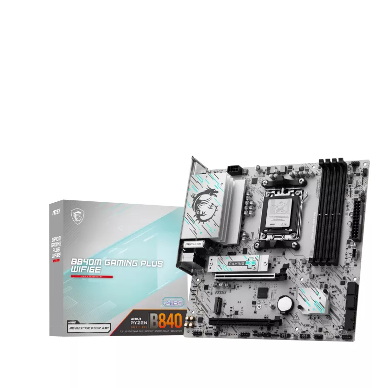 Motherboard MSI B840M GAMING PLUS WIFI6E microATX, Sockel AM5, DDR5 bis 256 GB, Wi‑Fi 6E, 2,5GbE, M.2 x2, HDMI 2.1