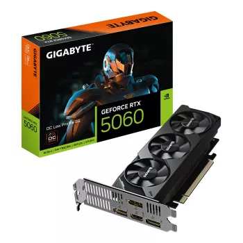 GIGABYTE GeForce RTX 5060 OC Low Profile 8G Grafikkarte - 8GB GDDR7, 128bit, PCI-E 5.0, 2512 MHz Core-Takt, 3 x DisplayPort, 1 x HDMI, GV-N5060OC-8GL