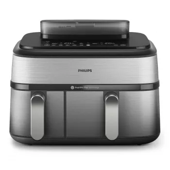 Philips 5000 series NA555/00 Fritteuse Doppel 9 L Stand-alone 2750 W Heißluftfritteuse Silber