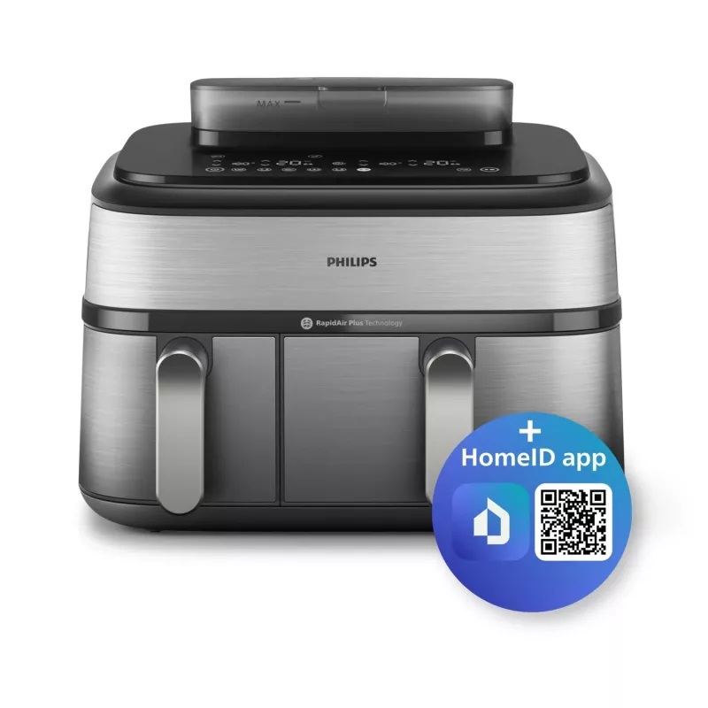 Philips 5000 series NA555/00 Fritteuse Doppel 9 L Stand-alone 2750 W Heißluftfritteuse Silber