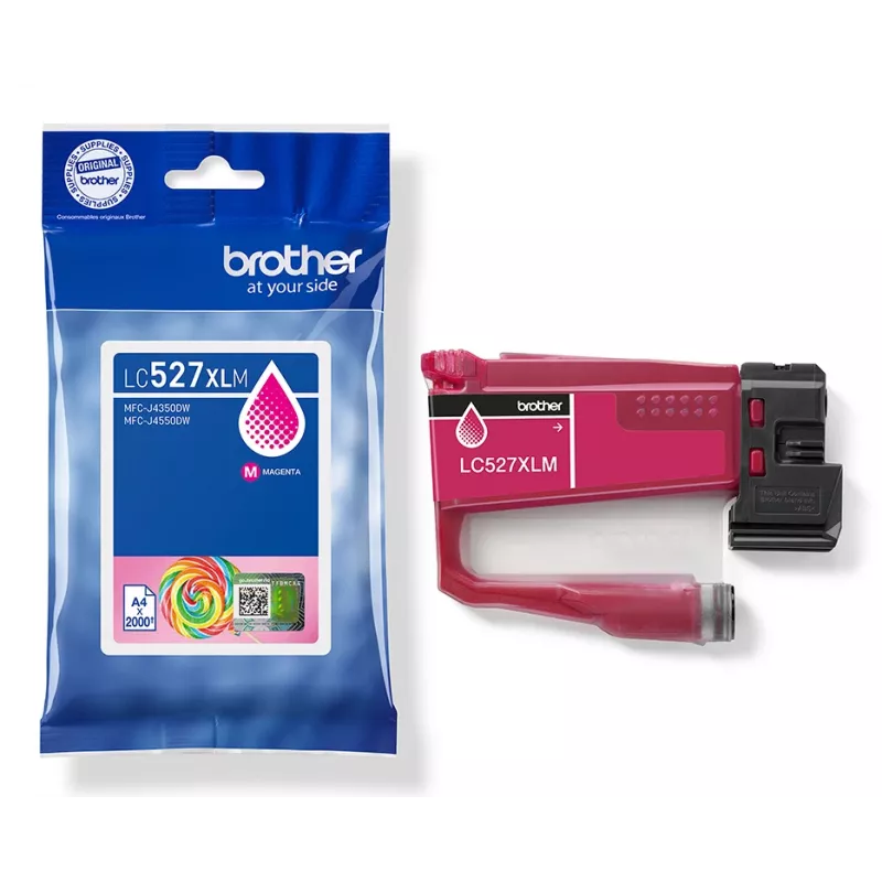 Brother Original LC527XLM Tintenpatrone mit hoher Reichweite - Magenta, Hohe (XL) Reichweite, Magenta, Pigmenttinte, 1 Stck., 2000 Seiten, Einzelpack