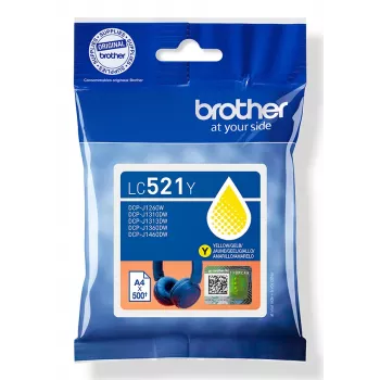 Brother LC521Y Original Tintenpatrone - Gelb, Gelb, 1 Stück, 500 Seiten, Einzelpackung