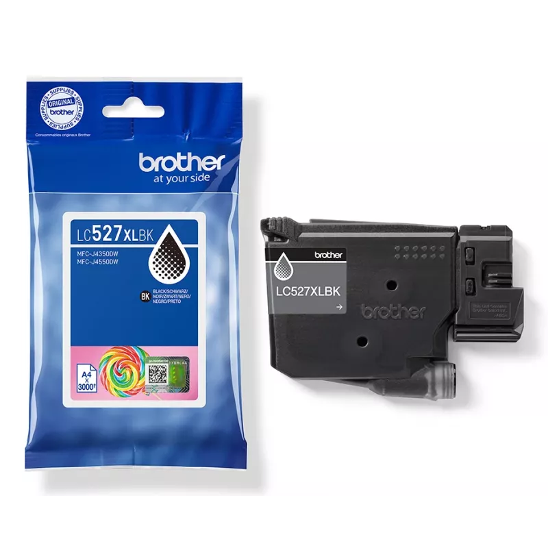 Brother Original LC527XLBK High-Yield-Tintenpatrone – Schwarz, High (XL) Yield, Schwarz, pigmentbasierte Tinte, 1 Stk., 3000 Seiten, Einzelpack