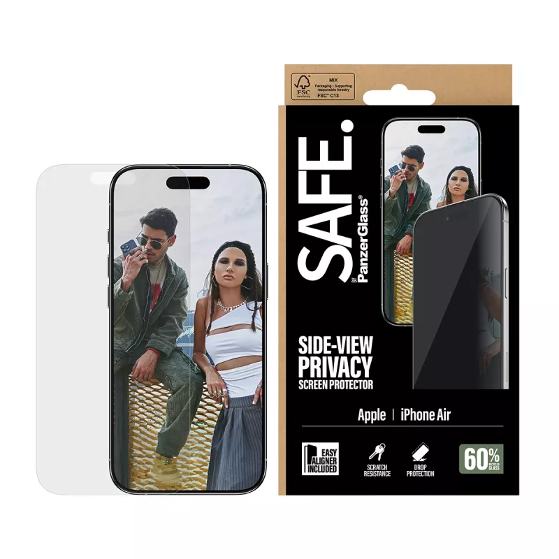 PanzerGlass SAFE. Privacy Displayschutz für Apple iPhone Air — gehärtetes Glas, Ultra-Wide Fit, EasyAligner, kratz- und stoßfest