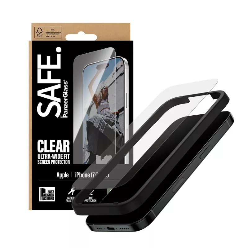 PanzerGlass SAFE. by ® Screen Protector iPhone 17 | iPhone 16 Pro | Ultra-Wide Fit mit EasyAligner