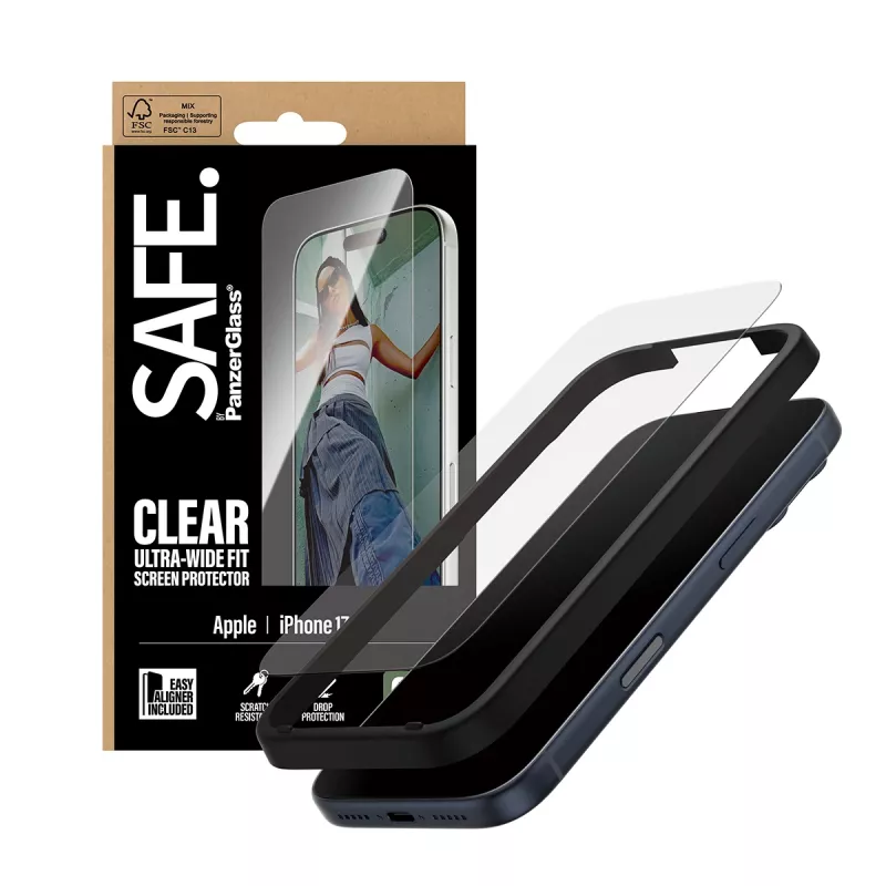 PanzerGlass SAFE. by ® Screen Protector iPhone 17 Pro | Ultra-Wide Fit mit EasyAligner