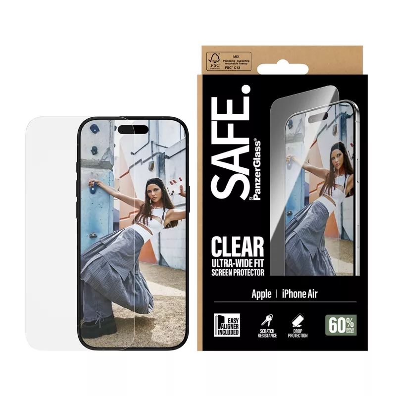 PanzerGlass SAFE. by ® Displayschutzfolie iPhone Air | Ultra-Wide Fit mit EasyAligner