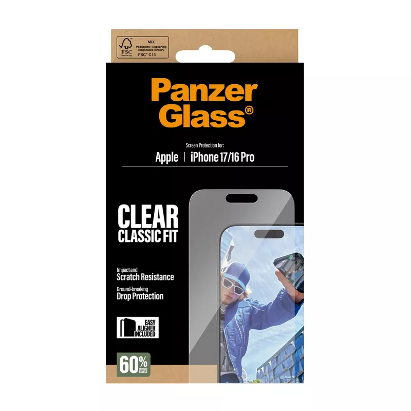 PanzerGlass ® Displayschutzfolie iPhone 17 | iPhone 16 Pro | Classic Fit mit EasyAligner