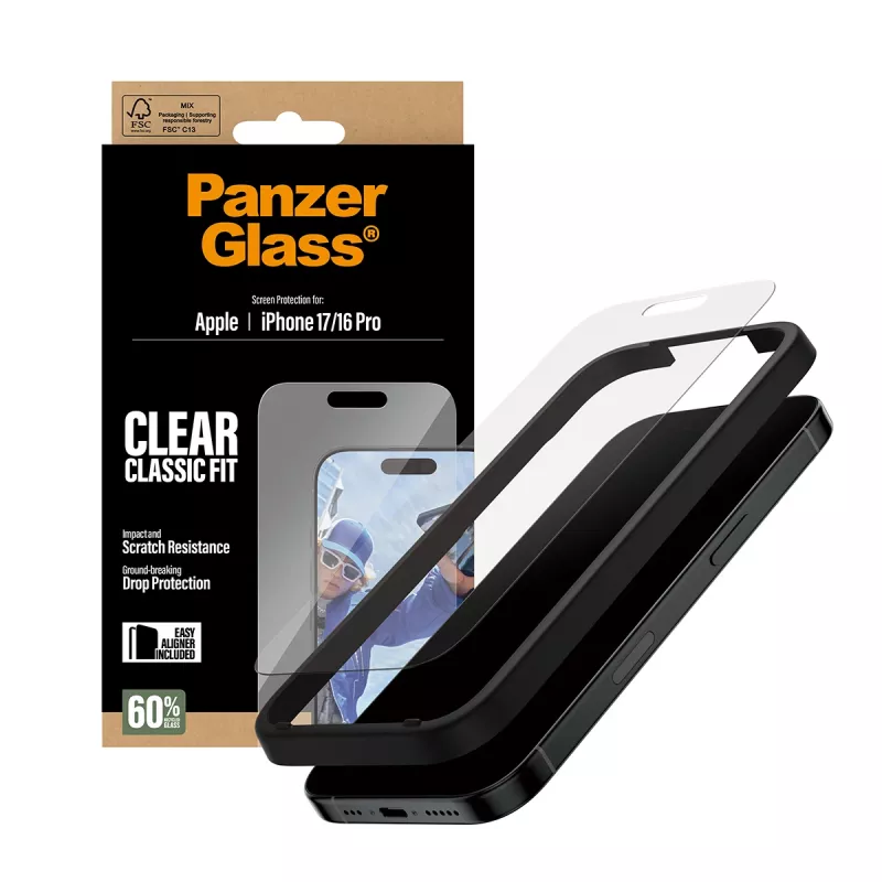 PanzerGlass ® Displayschutzfolie iPhone 17 | iPhone 16 Pro | Classic Fit mit EasyAligner