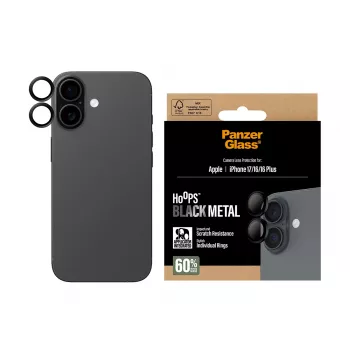 PanzerGlass ® Hoops® Kameralinsenschutz Schwarz iPhone 17 | iPhone 16 | 16 Plus