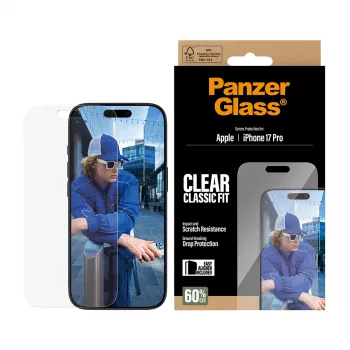 PanzerGlass iPhone 17 Pro Classic Fit EasyAligner Displayschutzfolie, kratzfest, stoßfest