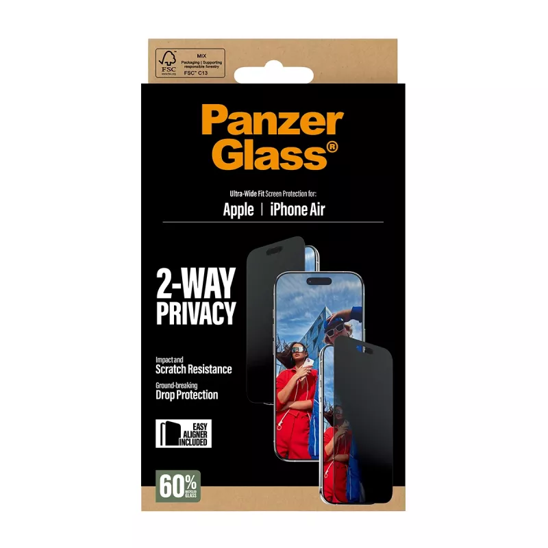 PanzerGlass ® 2-Way Privacy Screen Protector iPhone Air | Ultra-Wide Fit mit EasyAligner