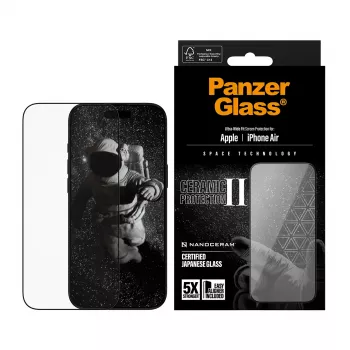 PanzerGlass Ceramic II Displayschutzfolie für iPhone Air Ultra-Wide Fit mit EasyAligner, gehärtetes Glas, PET, Silikon, transparent, 1 Stück