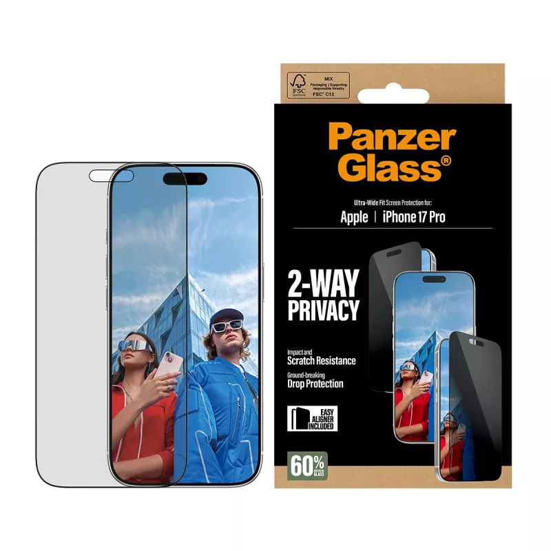 PanzerGlass ® 2-Way Privacy Screen Protector iPhone 17 Pro | Ultra-Wide Fit mit EasyAligner