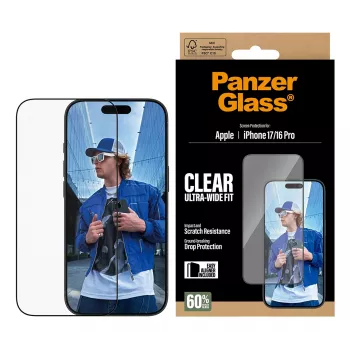PanzerGlass ® Displayschutzfolie iPhone 17 | iPhone 16 Pro | Ultra-Wide Fit mit EasyAligner