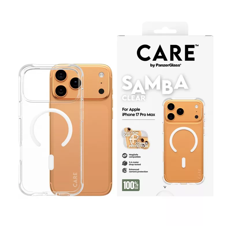 PanzerGlass CARE™ by ® Samba Case Transparent w. White MagSafe iPhone 17 Pro Max