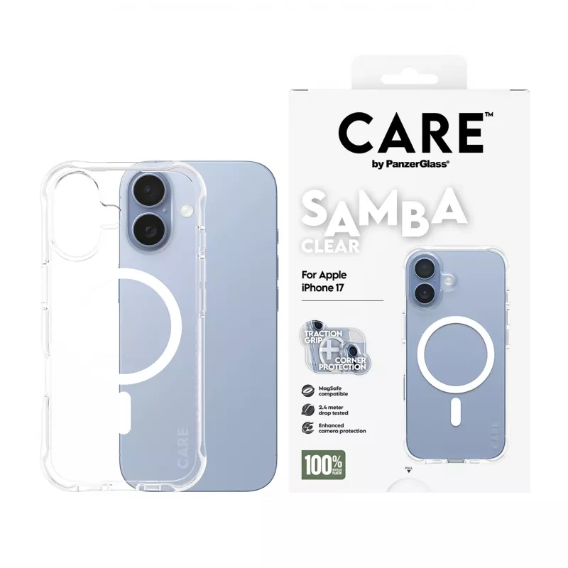 Cover PanzerGlass CARE by Fashionable Case Samba Transparent w. White MagSafe iPhone 17