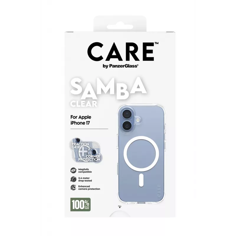 Cover PanzerGlass CARE by Fashionable Case Samba Transparent w. White MagSafe iPhone 17