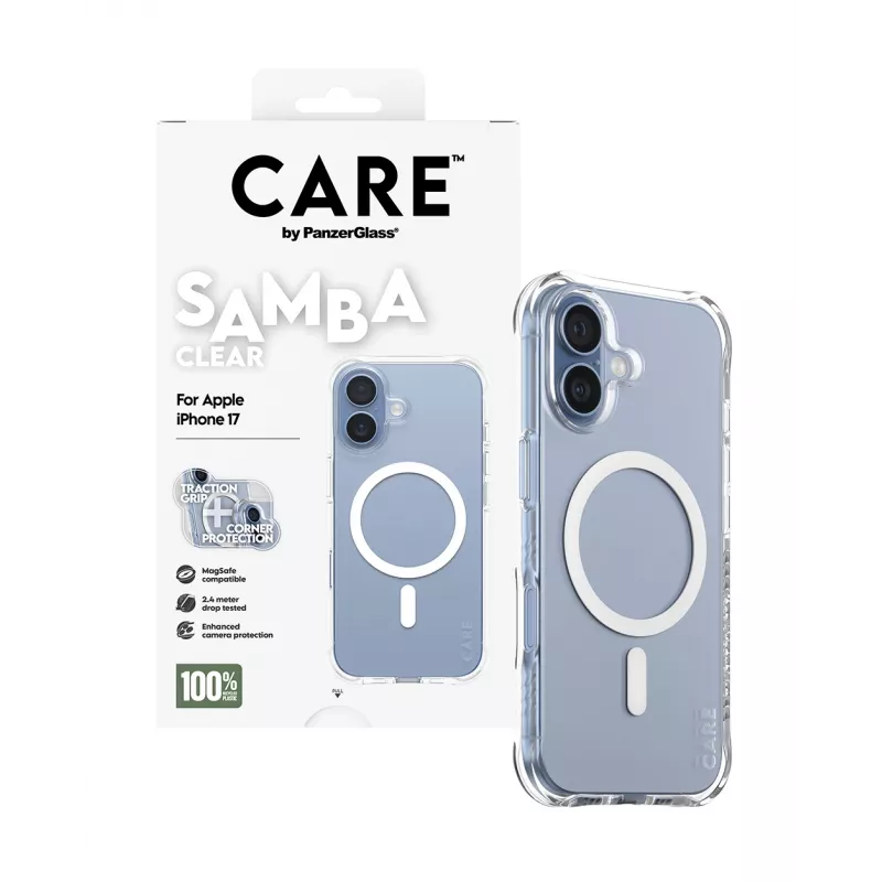 Cover PanzerGlass CARE by Fashionable Case Samba Transparent w. White MagSafe iPhone 17