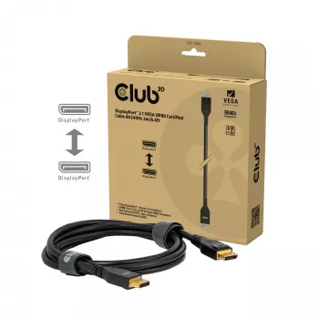 CLUB3D DisplayPort™ 2.1 VESA DP80 zertifiziertes Kabel 8K240Hz 2 m