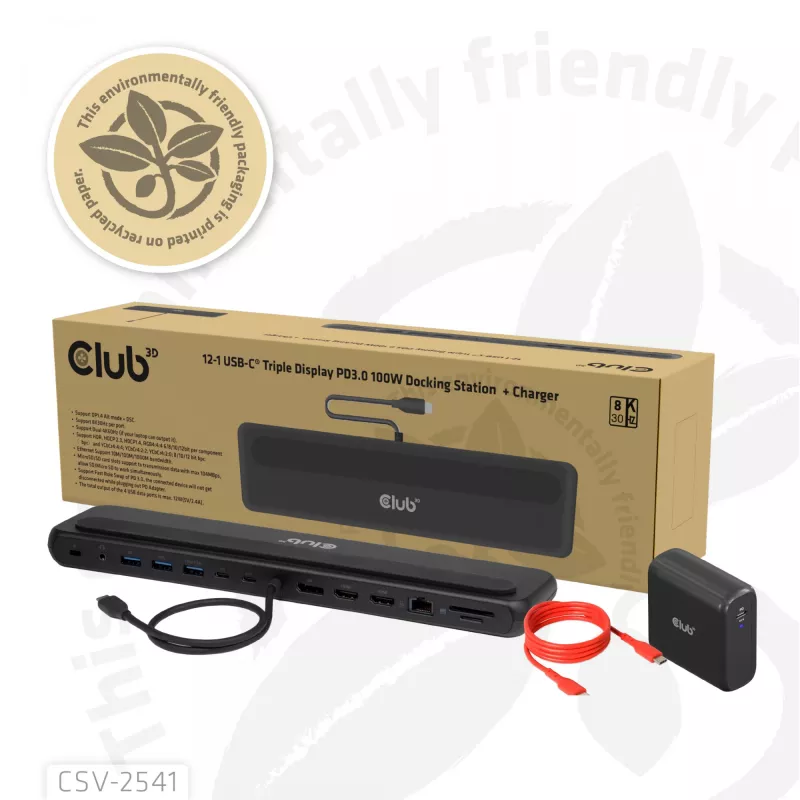 Dockingstation club 3d CSV-2541 USB-C mit HDMI- und DisplayPort-Ausgängen