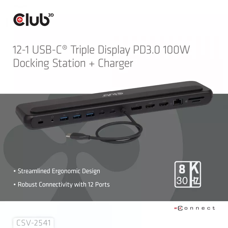 Dockingstation club 3d CSV-2541 USB-C mit HDMI- und DisplayPort-Ausgängen