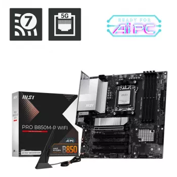 Motherboard MSI PRO B850M-P WIFI micro ATX, AMD B850, Sockel AM5, 4×DDR5 DIMM, 3×M.2, Wi‑Fi 7, 5Gb LAN