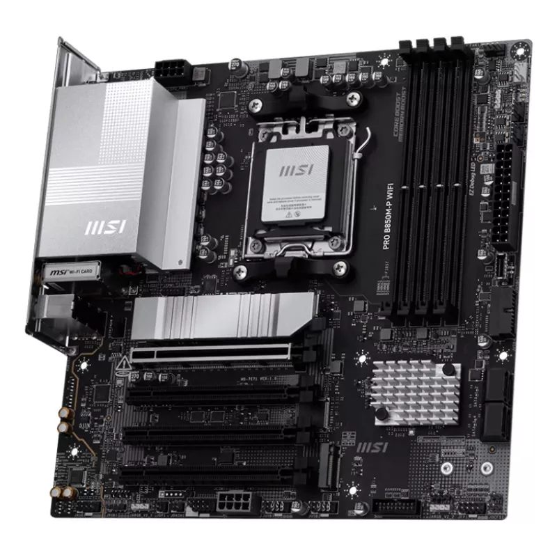 Motherboard MSI PRO B850M-P WIFI micro ATX, AMD B850, Sockel AM5, 4×DDR5 DIMM, 3×M.2, Wi‑Fi 7, 5Gb LAN