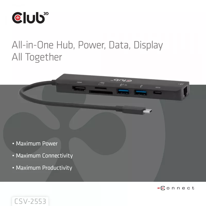 CLUB3D CSV-2553 Schnittstellen-Hub USB Type-C 5000 Mbit/s Schwarz