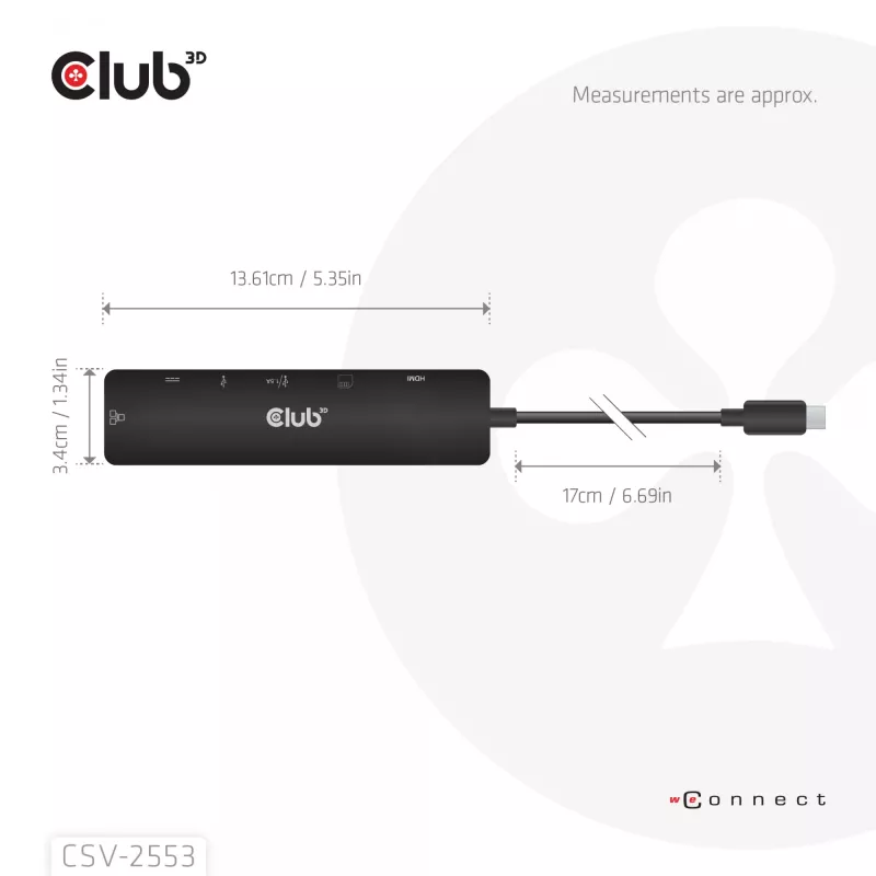 CLUB3D CSV-2553 Schnittstellen-Hub USB Type-C 5000 Mbit/s Schwarz