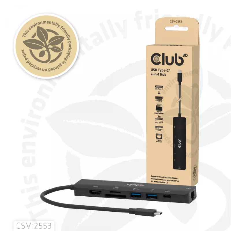 CLUB3D CSV-2553 Schnittstellen-Hub USB Type-C 5000 Mbit/s Schwarz